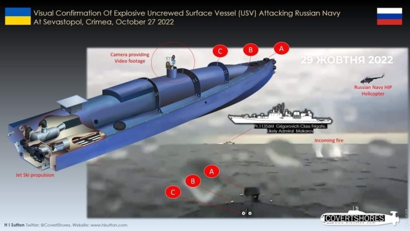 Морские дроны-камикадзе, атаковавшие российские корабли в бухте Севастополя, могли быть произведены в Украине