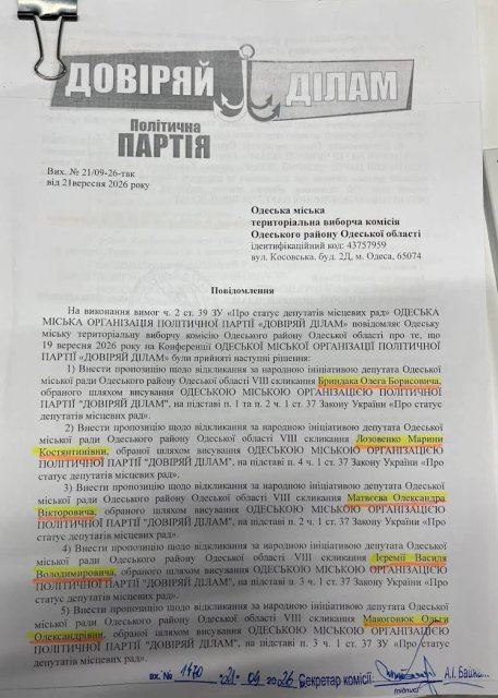 Стали известны имена 6 депутатов Одесской мэрии, от которых хочет избавиться «Доверяй делам»